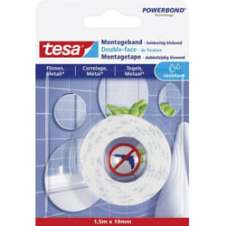 Tesa - tiles 77744-00000-00 Ruban de montage ® Powerbond blanc (l x l) 1.5 m x 19 mm 1 pc(s)