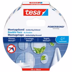 TESA 77745-00000, Adhésif double-face, Blanc, 5 m, Intérieure, Verre, Métal, Plastique, 19 mm
