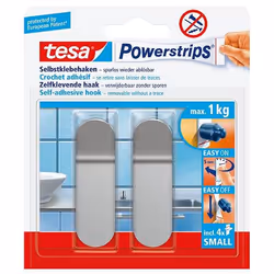TESA 57045-00000 crochet pour rangement à usage domestique Intérieure Crochet pour serviette Métallique 2 pièce(s)
