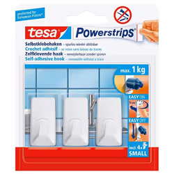TESA 57072-00000 crochet pour rangement à usage domestique Intérieure Crochet pour serviette Blanc 3 pièce(s)