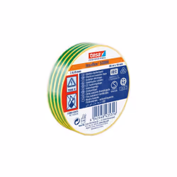 Couleur = Vert/Jaune Largeur = 19mm Longueur = 20m Matériau du support = PVC Epaisseur = 0.15mm Nom commercial = SPVC ELECTRI ...