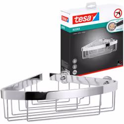 tesa Aluxx Panier salle de bain, sans perҫage, adhésif, inoxydable, résistant à l'humidité, 8,7cm x 20,5cm x 21,0cm Caractéri ...