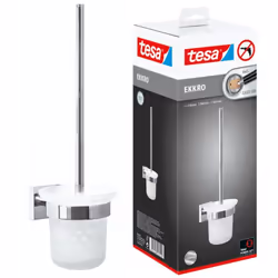 tesa Ekkro Ensemble mural brosse WC, finition brillante métal chromé, adhésif wall mounting technology, 390mm x 116mm x 147mm ...
