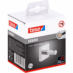 tesa Ekkro Crochet serviettes, finition brillante métal chromé, adhésif, technologie sans percer, 63 mm x 50 mm x 50 mm Carac ...