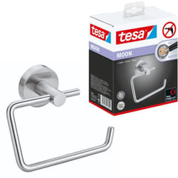 Tesa - Moon Dérouleur de papier toilette sans couvercle en acier inoxydable mat, pose facile sans perçage (40301-00000-00)