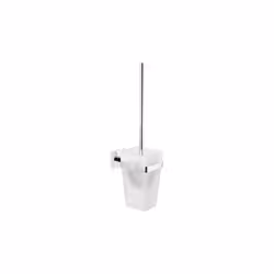 TESA DELUXXE, Support et brosse pour toilettes, Chrome, Blanc, Verre, Métal, 98 mm, 138 mm