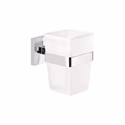 TESA DELUXXE, Support de brosse à dent monté au mur, Verre, Métal, Chrome, Blanc, 70 mm, 113 mm, 100 mm