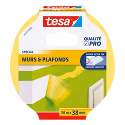 Adhésif de Masquage Murs & Plafonds - TESA - 50m x 38mm - Jaune