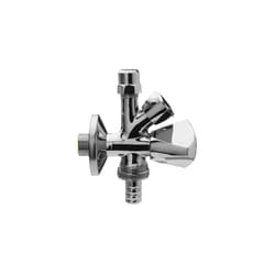 ASW - Universal vanne d&39angle combinée à double axe 421851 laiton chromé, 2000 /2"x10mmx3/4", avec clapet anti-retour et rosace