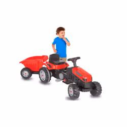 Jamara Pedal tractor Strong Bull with trailer, 3 an(s), 4 roue(s), Noir, Rouge