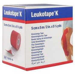Essity Leukotape K Bande Taping de Kinésiologie 5 cm x 5 m - Couleur : Rouge