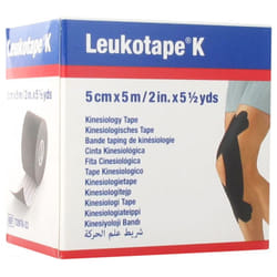 Essity Leukotape K Bande Taping de Kinésiologie 5 cm x 5 m - Couleur : Noir