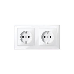 MEG2328-1419 m-smart double prise de courant schuko avec protection contre les contacts et bornes enfichables blanc polai - Merten