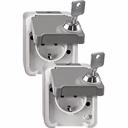 Prise Merten Meg2424Brs - Lot de 2 - Aqua Star Gris - Prise double - Intérieur