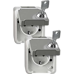 Prise Merten Meg2424Brs - Lot de 2 - Aqua Star Gris - Prise double - Intérieur