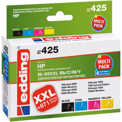 Edding EDD-425, Noir, Magenta, Jaune, Cyan, 48 ml, 12 ml, 4 pièce(s), Multi pack