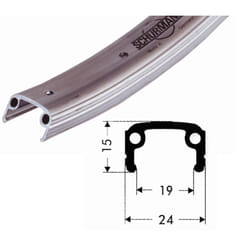 Jante valve 20 trous sans œillet en aluminium Roland 305-19