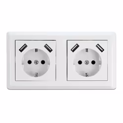 DeLOCK 11475 prise de courant CEE 7/3 + USB Blanc