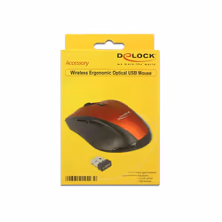 DeLOCK 12493, Droitier, Optique, RF sans fil, 1600 DPI, Noir, Rouge