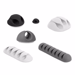 DeLOCK 18300, Support de câbles, Sur bureau/mural, Caoutchouc thermoplastique (TPR), Noir, Gris, Blanc