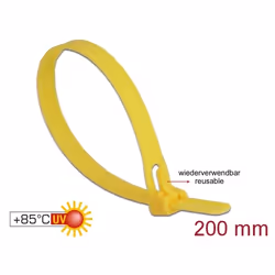 DeLOCK 18759 serre-câbles Attache de câble détachable Nylon Jaune 100 pièce(s)
