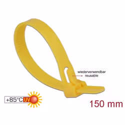 DeLOCK 18760 serre-câbles Attache de câble détachable Nylon Jaune 100 pièce(s)