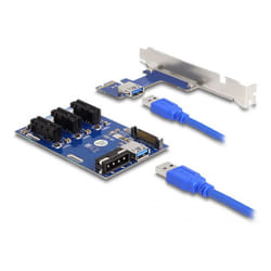 DeLOCK Carte d'adaptation PCI Express x1 à 3 x PCIe x1, avec câble USB de 50 cm