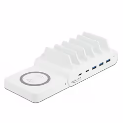 DeLOCK USB and Wireless Charger 2 x USB Type-C PD + 3 x USB Type-A with 110 W, Autonome, Blanc, 5 A, 100 - 240 V, 2.4 A, 95 m ...