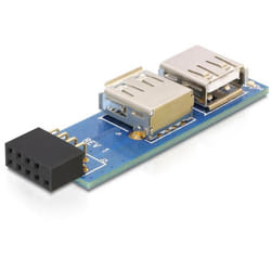 DeLOCK 9-pin 2.54 mm/2 x USB 2.0 1 x 9-pin 2.54 mm 2 x USB 2.0-A Noir, Bleu, Argent