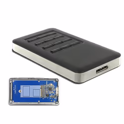 DeLOCK 42594, Enceinte ssd, M.2, SATA, 5 Gbit/s, Connectivité USB, Noir, Argent