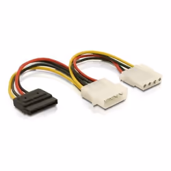 DeLOCK Cable Power SATA HDD > 2x 4pin male/female, 0,165 m, SATA 15 broches, 2 x Molex (4-pin)