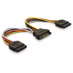 DeLOCK Cable Power SATA 15pin > 2x SATA HDD – straight, 0,15 m, 15pin SATA, 2x SATA, Multicolore