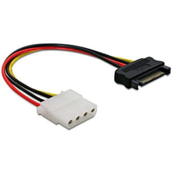 DeLOCK Power SATA/Molex Cable Noir, Rouge 0,12 m