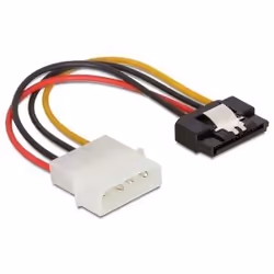 DeLOCK SATA HDD > 4pin male with metal clip – straight, 0,12 m, Mâle, Mâle