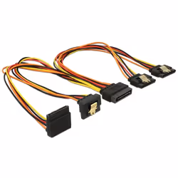 DeLOCK 60148, 0,3 m, SATA 15 broches, 4 x SATA 15 broches, Mâle/Femelle, Beige, Orange, Rouge, Jaune, Droit