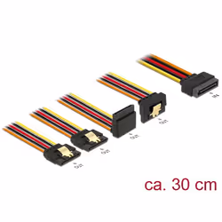DeLOCK 60148 câble SATA 0,3 m SATA 15 broches 4 x SATA 15 broches Beige, Orange, Rouge, Jaune