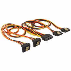 DeLOCK 60152, 0,5 m, 4 x SATA 15 broches, SATA 15 broches, Mâle, Femelle, Or
