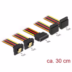DeLOCK 60154, 0,3 m, 4 x SATA 15 broches, SATA 15 broches, Mâle, Femelle, Or