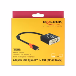 DeLOCK 61213, 0,2 m, USB Type-C, DVI, Mâle, Femelle, Droit