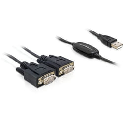 DeLOCK 2x RS232/USB 2.0 câble Série Noir
