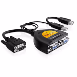 DeLOCK 61968, VGA, 2x VGA, USB-A, 2048 x 1536 pixels, Noir, 450 MHz