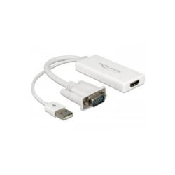 DeLOCK 62460 câble vidéo et adaptateur 0,25 m HDMI Type A (Standard) VGA (D-Sub) + USB Blanc