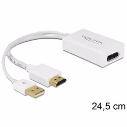 DeLOCK 62496, 0,245 m, DisplayPort, HDMI + USB, Mâle, Femelle, Or