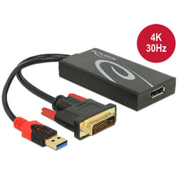 DeLOCK 0.3m, DVI 24+1 + USB-A/Displayport 20p 0,3 m DVI-D + USB HDMI Noir