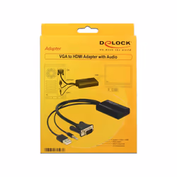 DeLOCK 62597 câble vidéo et adaptateur 0,25 m HDMI Type A (Standard) VGA (D-Sub) + 3.5mm + USB Type-A Noir