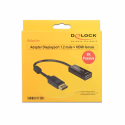 DeLOCK 62609, 0,2 m, DisplayPort, HDMI, Mâle, Femelle, Droit