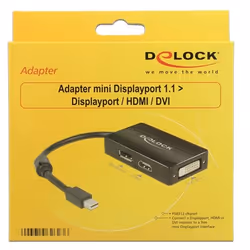DeLOCK 0.16m DisplayPort/Displayport + HDMI + DVI 0,16 m Mini DisplayPort DisplayPort + DVI + HDMI Noir