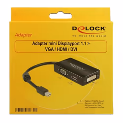 DeLOCK 0.16m DisplayPort/VGA + HDMI + DVI 0,16 m Mini DisplayPort VGA (D-Sub)+ HDMI + DVI Noir