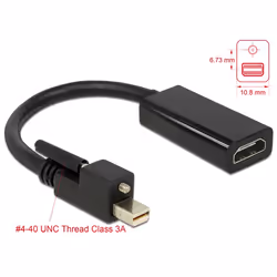 DeLOCK 62640, 0,25 m, Mini DisplayPort, HDMI, Mâle, Femelle, Or
