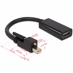 DeLOCK 62640 câble vidéo et adaptateur 0,25 m Mini DisplayPort HDMI Noir